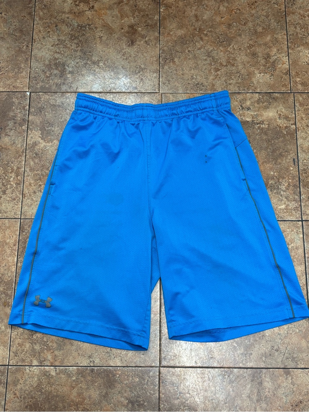Under Armour Men’s Bright Blue Athletic Shorts with Silver Logo